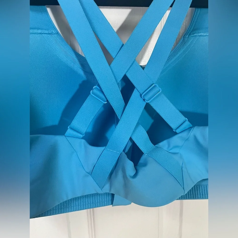 Lululemon Sports Bra Size 34B Energy High Support Blue Zip Front Athletic Gym - Picture 5 of 7